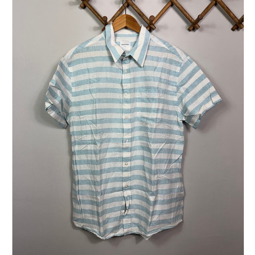 Samuel Windsor Men's Linen / Cotton Short Sleeve Button-Up Shirt Size L
